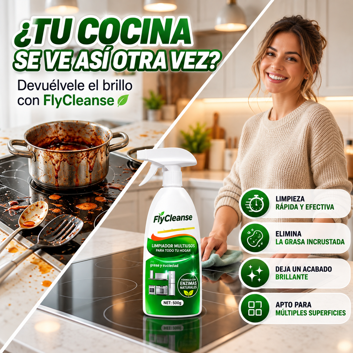 🧼✨ FLYCLEANSE LIMPIADOR MULTIUSOS EN ESPUMA QUITA GRASA Y MANCHAS | LIMPIEZA PROFUNDA PARA TU HOGAR  🚚💚